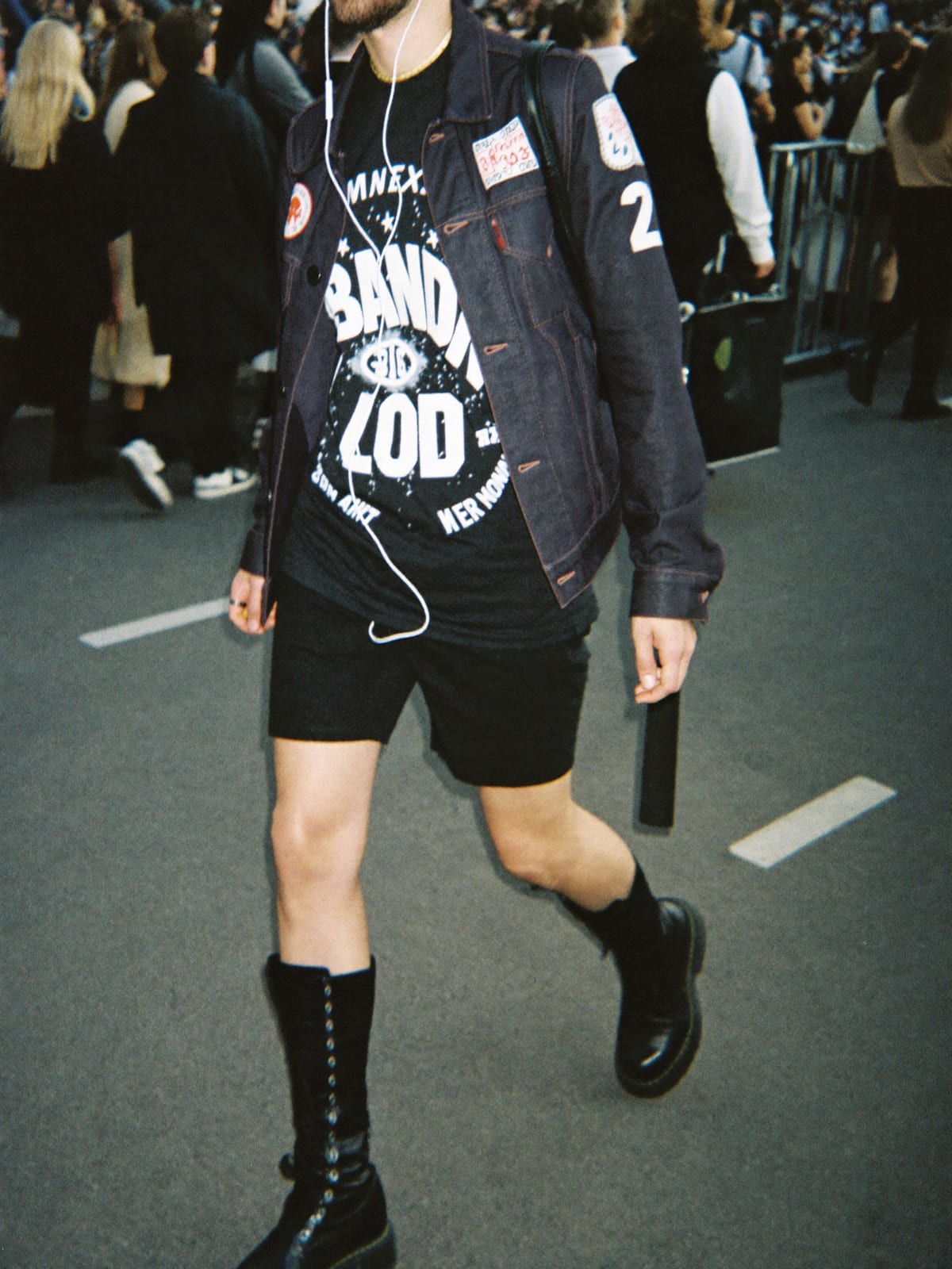 Metal Uniform outfit for Cologne Carnival: black band tee, denim battle jacket with patches, black jeans or shorts
