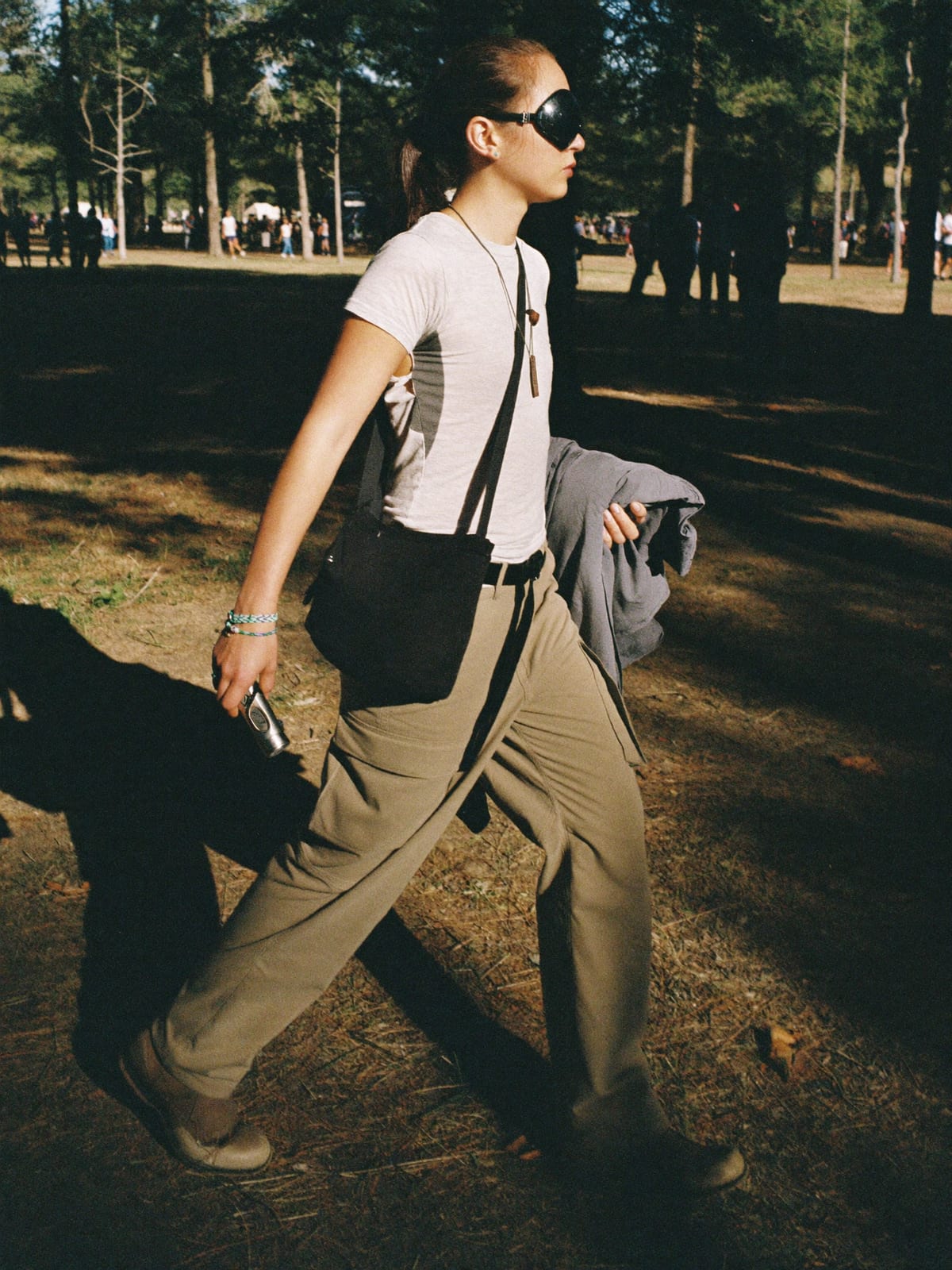 Camp Utility outfit for Electric Forest: cargo trousers with real pockets, moisture-wicking tee, packable windbreaker