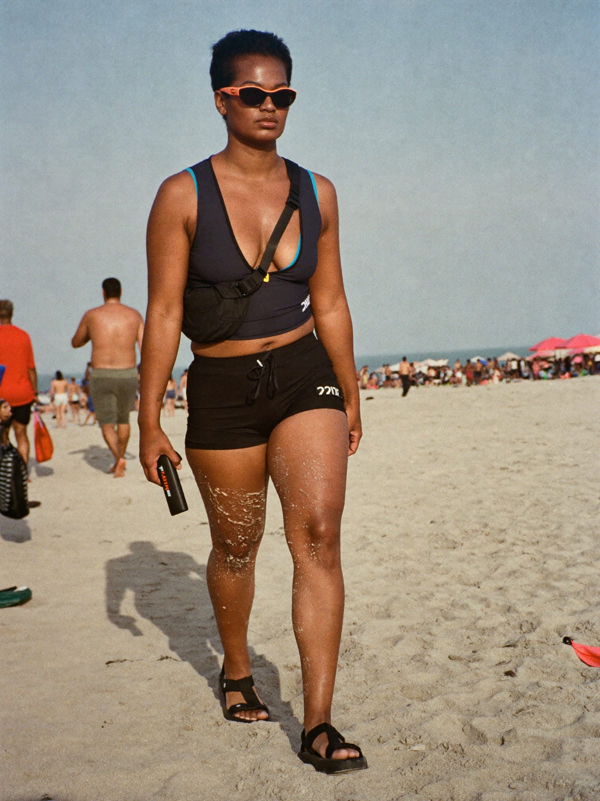 Splash-Proof outfit for Gnaoua World Music Festival: swim top or rash vest, quick-dry shorts, grippy water sandals