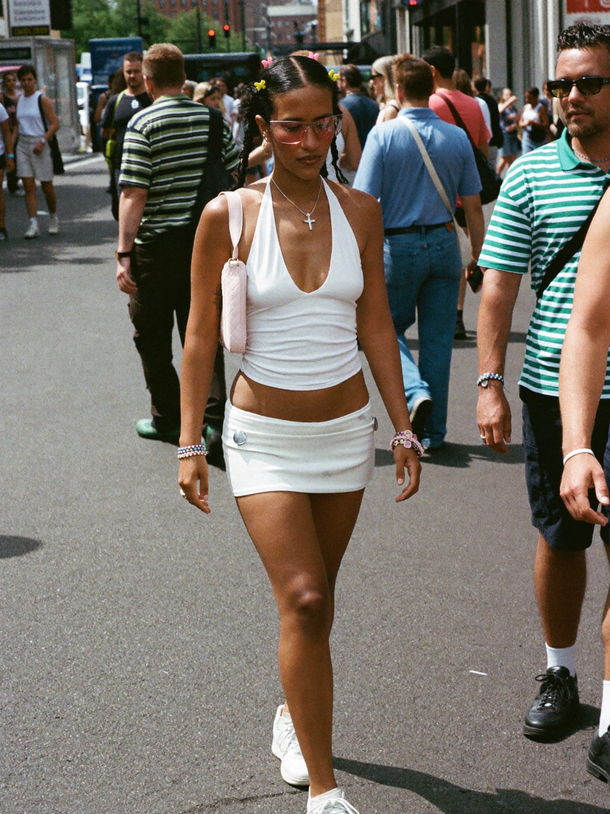 Y2K Revival outfit for Notting Hill Carnival: baby tee or halter top, low-rise cargo or micro mini, chunky retro trainers