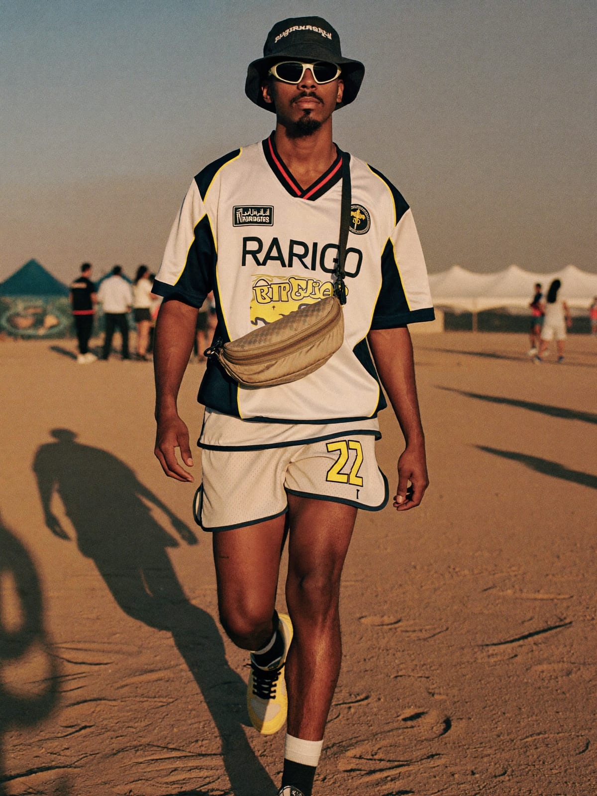 Jersey Core outfit for MDLBEAST Soundstorm: retro football or racing jersey, mesh or nylon shorts, terrace trainers