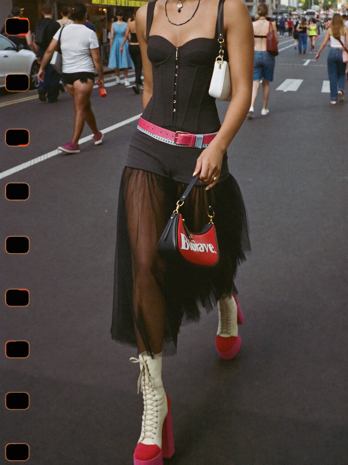 Corset Drama outfit for Summerfest: corset or bustier, tulle skirt or wide cargos, lace-up platform boots