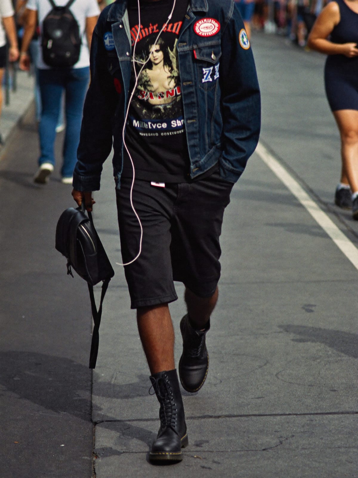 Metal Uniform outfit for Summerfest: black band tee, denim battle jacket with patches, black jeans or shorts
